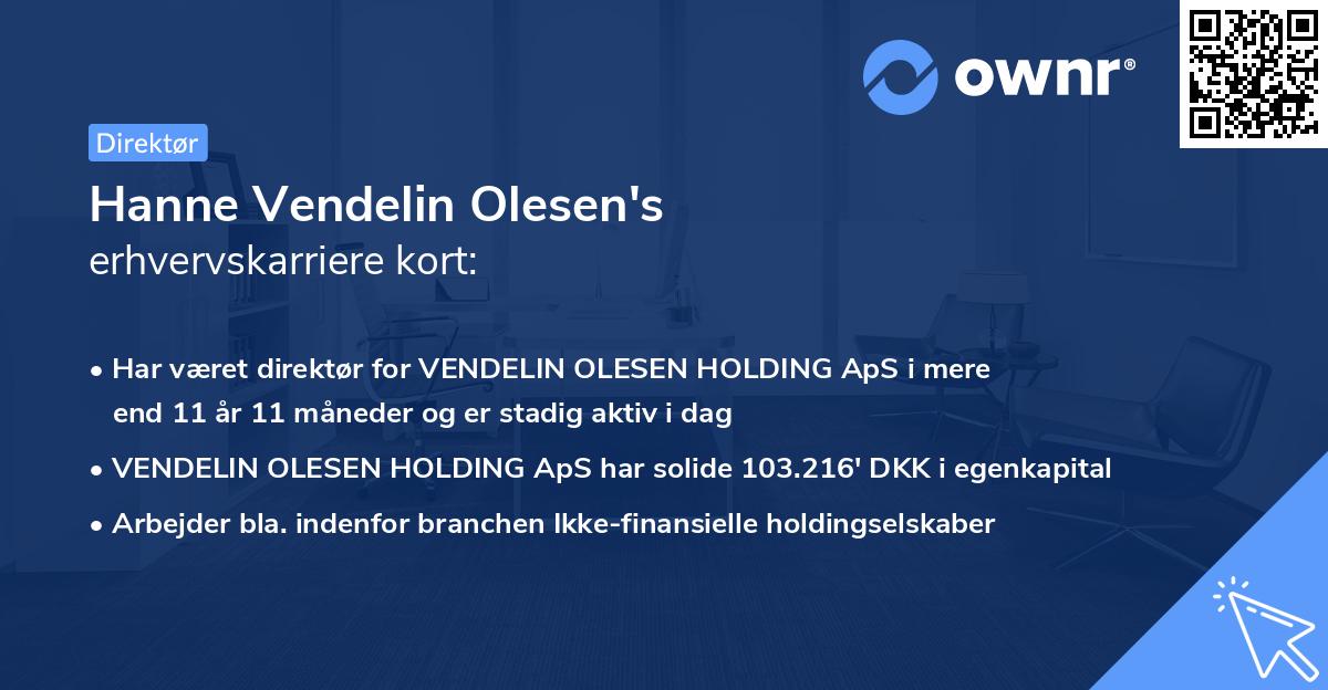 Hanne Vendelin Olesen's erhvervskarriere kort