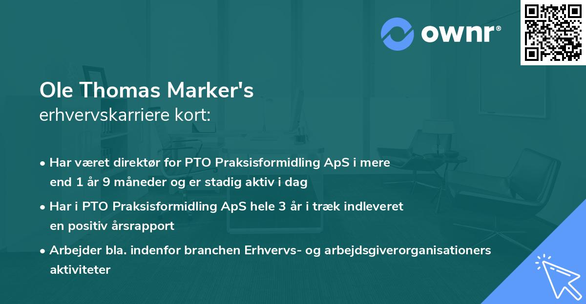 Ole Thomas Marker's erhvervskarriere kort