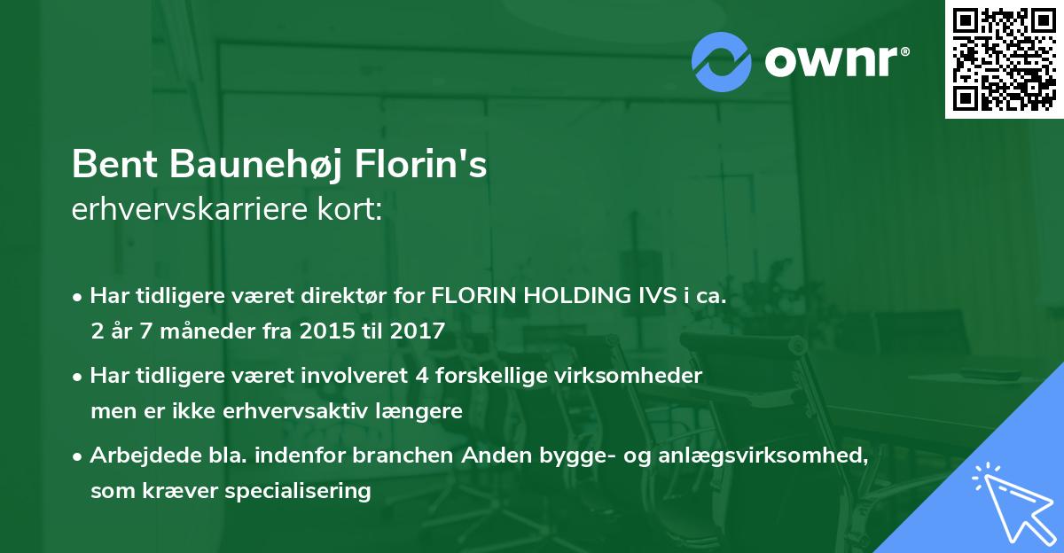Bent Baunehøj Florin's erhvervskarriere kort