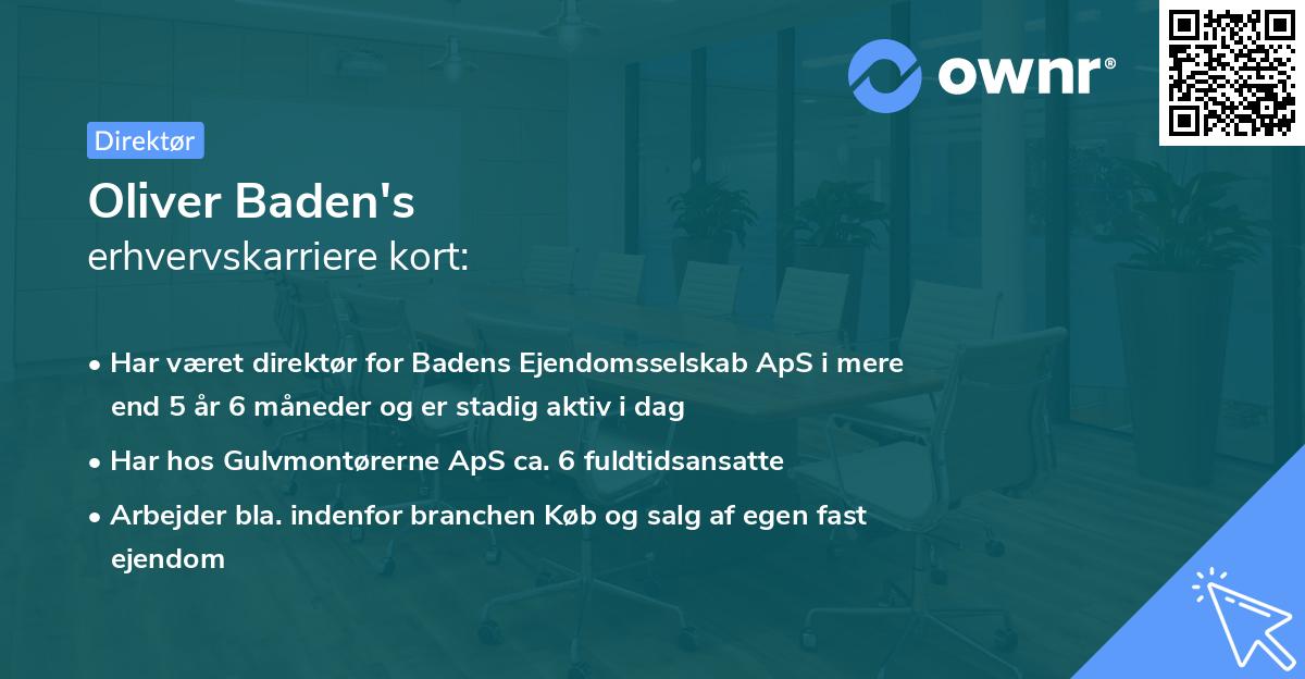 Oliver Baden's erhvervskarriere kort