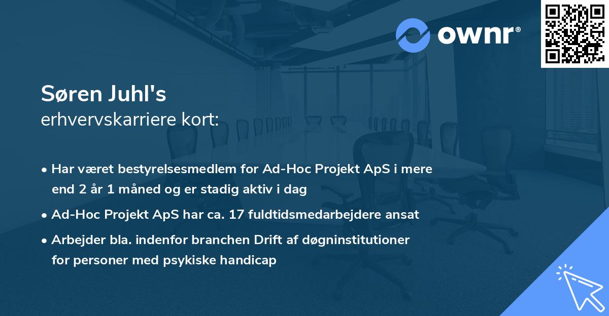 Søren Juhl's erhvervskarriere kort