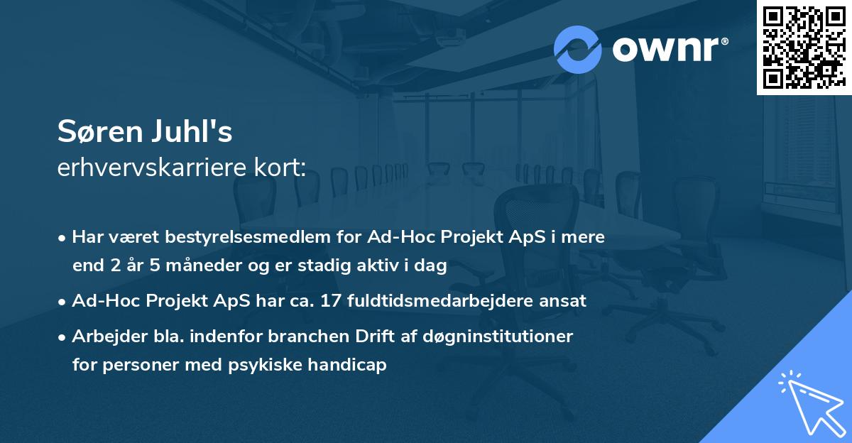 Søren Juhl's erhvervskarriere kort