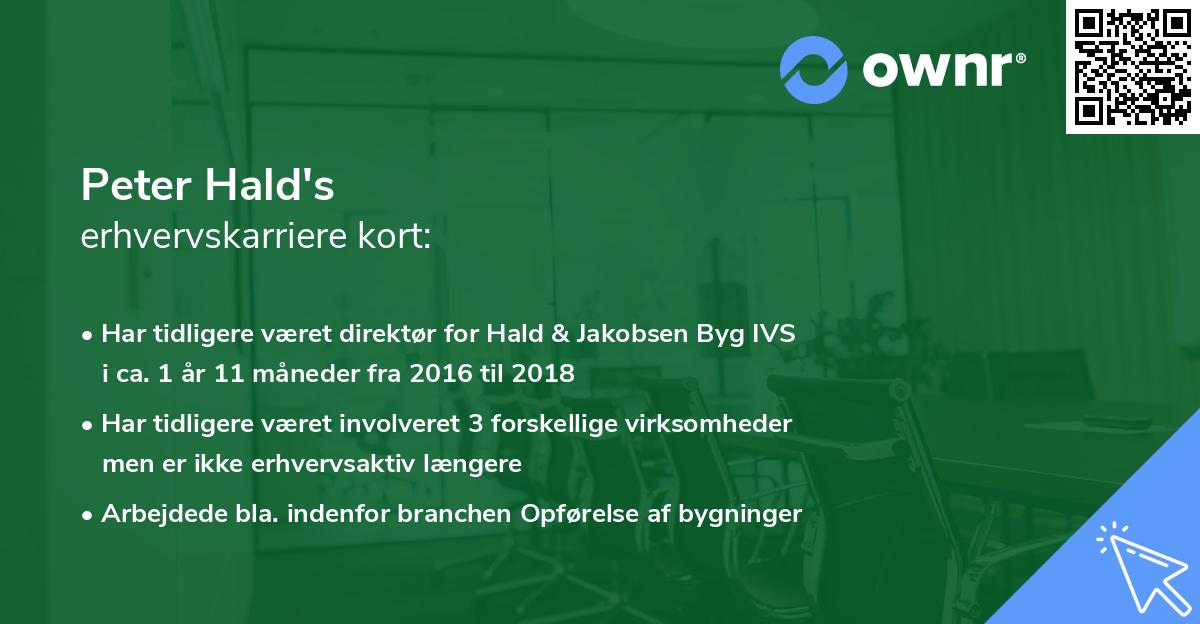 Peter Hald's erhvervskarriere kort