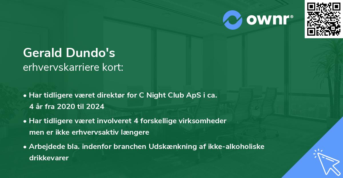 Gerald Dundo's erhvervskarriere kort