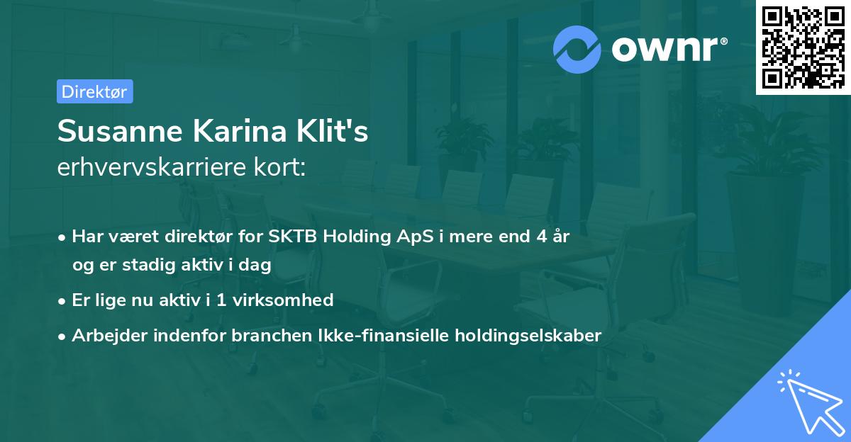 Susanne Karina Klit's erhvervskarriere kort