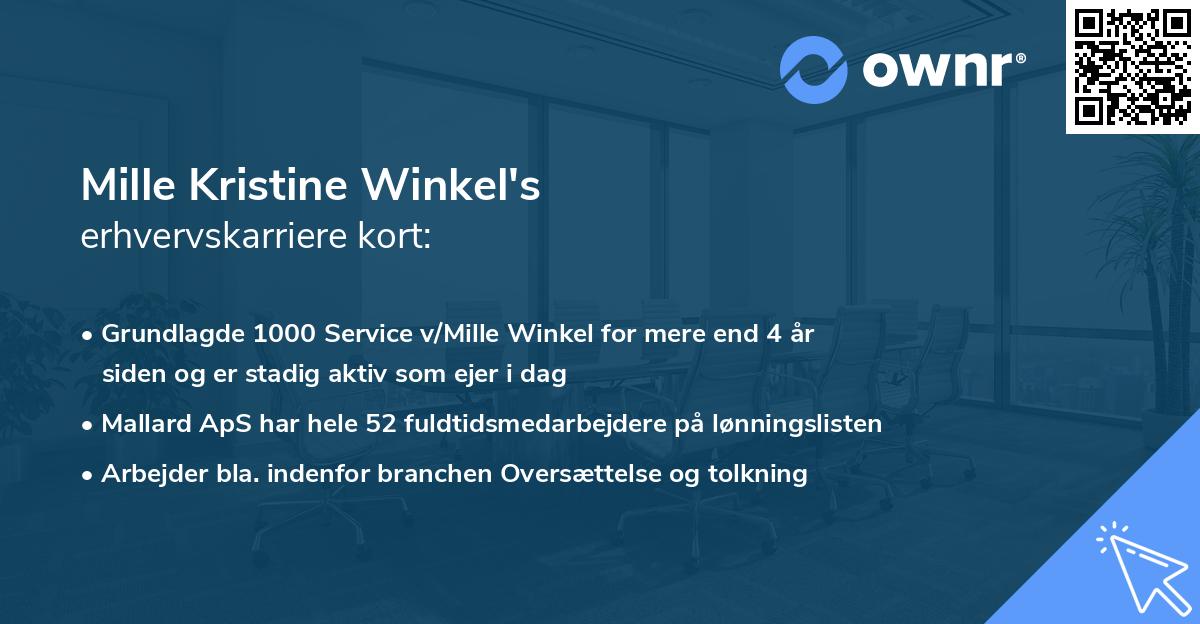 Mille Kristine Winkel's erhvervskarriere kort