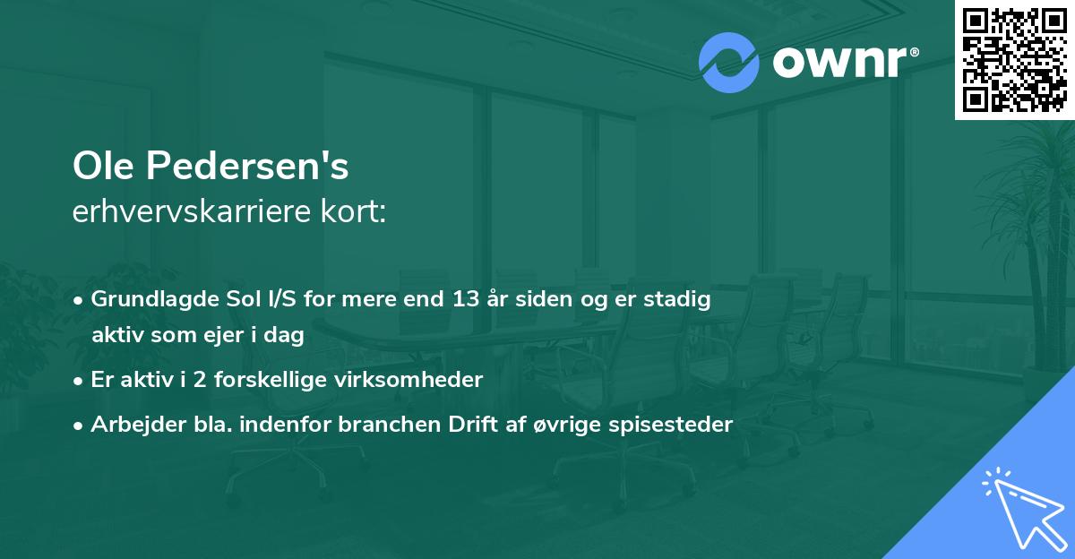 Ole Pedersen's erhvervskarriere kort