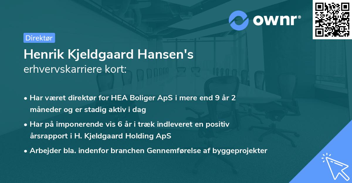 Henrik Kjeldgaard Hansen's erhvervskarriere kort