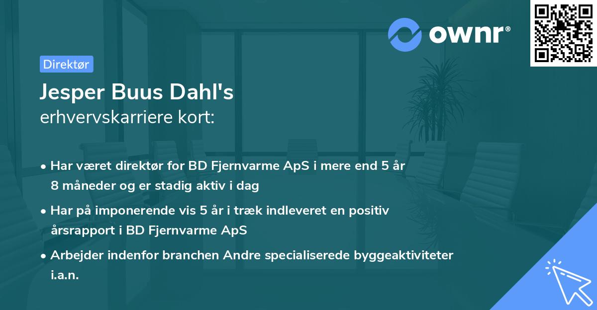 Jesper Buus Dahl's erhvervskarriere kort