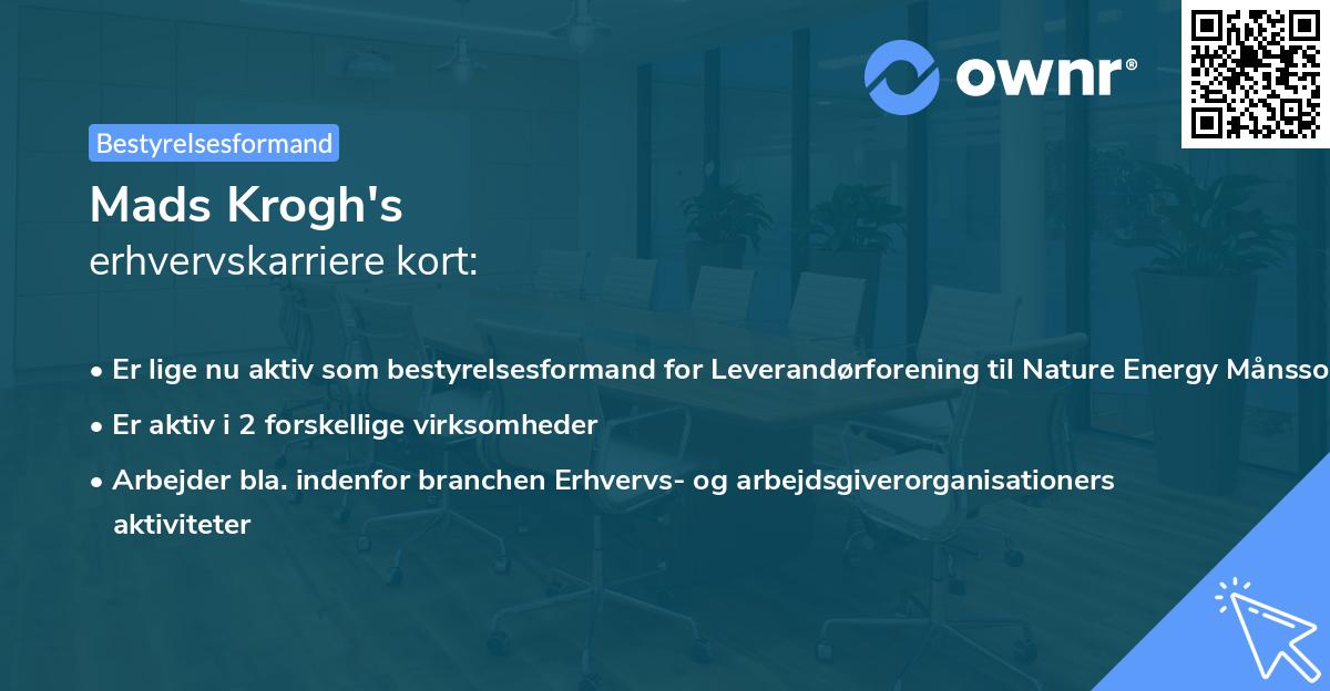 Mads Krogh's erhvervskarriere kort