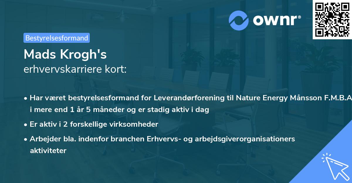 Mads Krogh's erhvervskarriere kort
