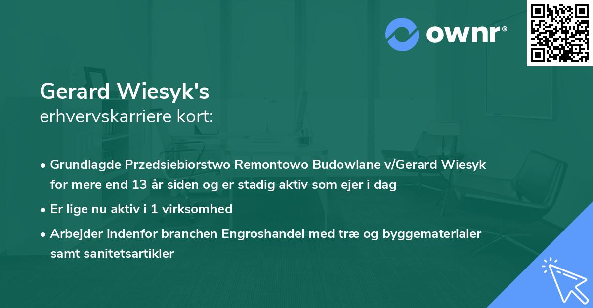 Gerard Wiesyk's erhvervskarriere kort