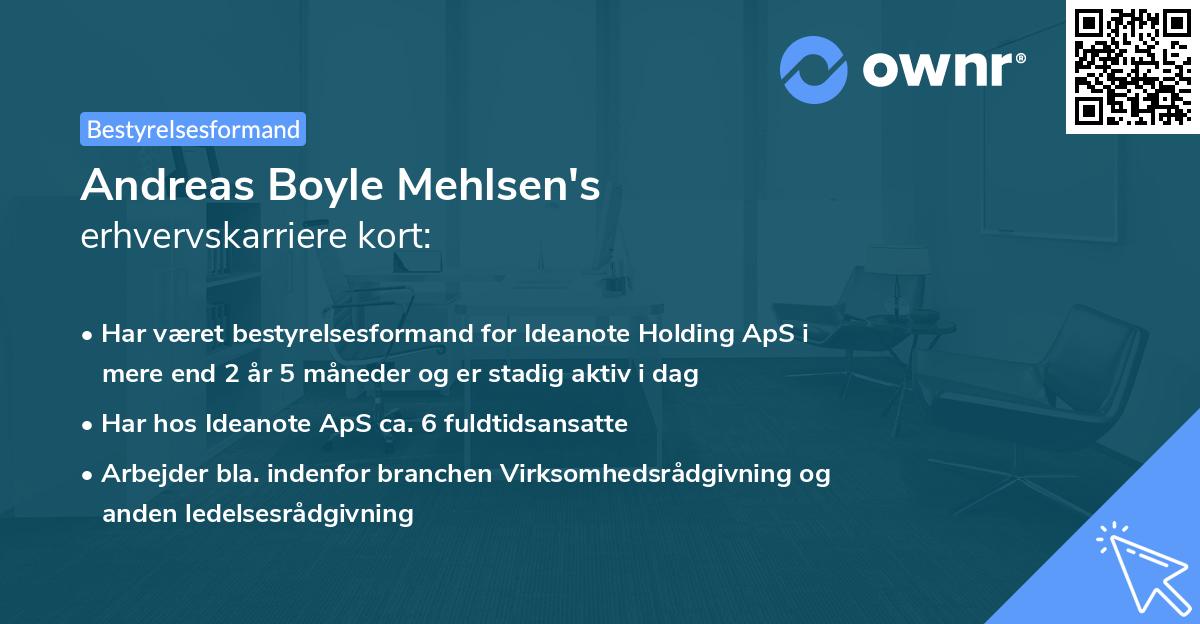 Andreas Boyle Mehlsen's erhvervskarriere kort