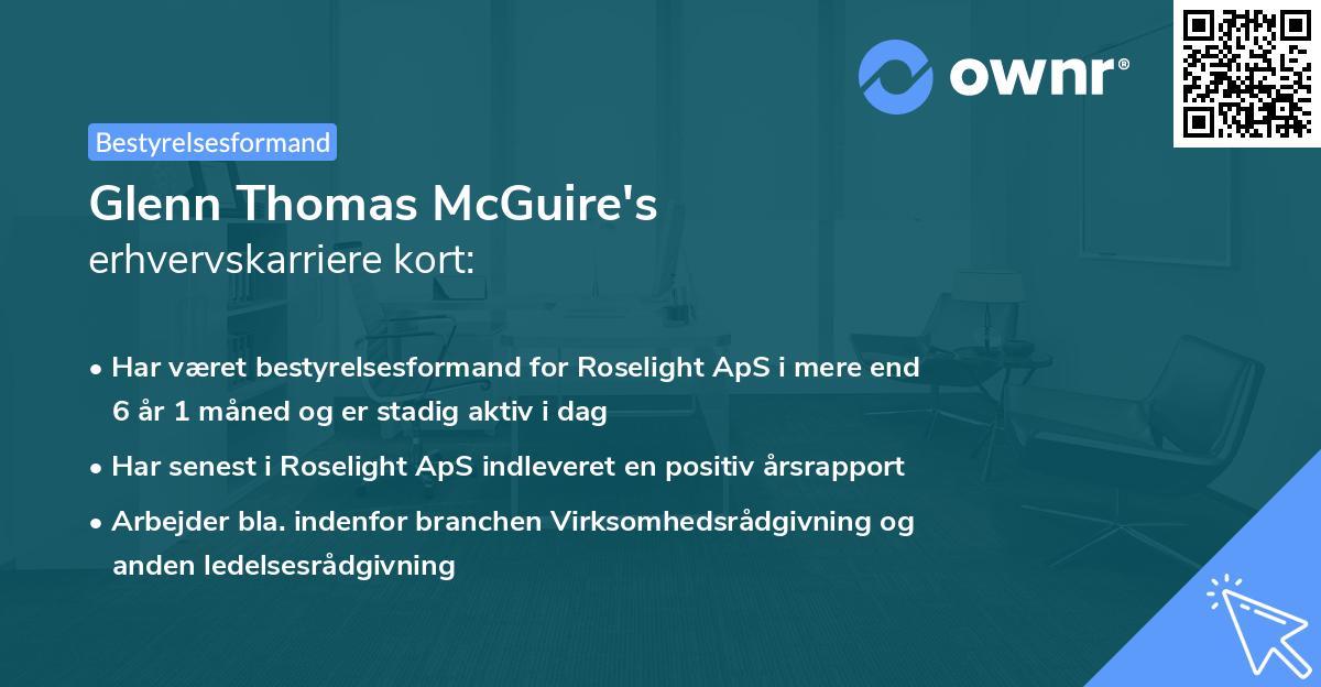 Glenn Thomas McGuire's erhvervskarriere kort