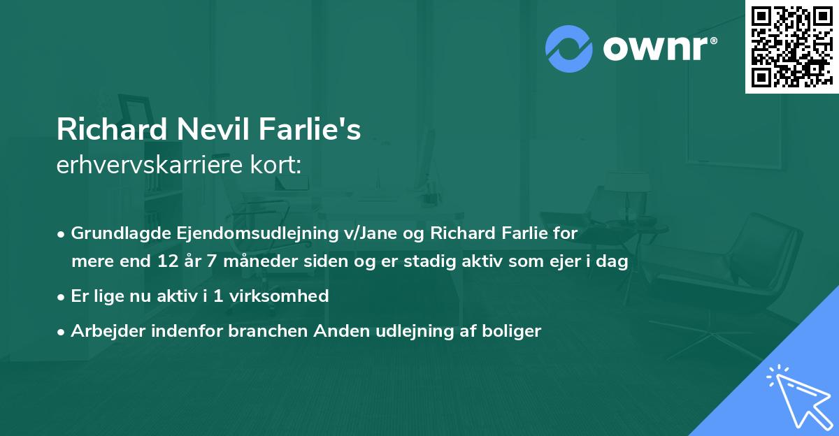 Richard Nevil Farlie's erhvervskarriere kort