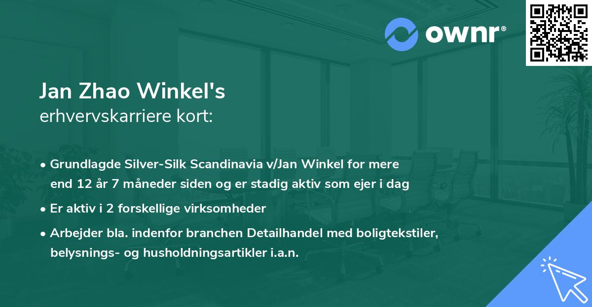 Jan Zhao Winkel's erhvervskarriere kort