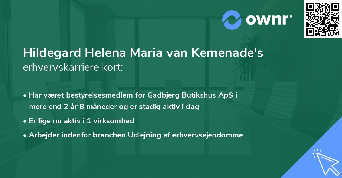 Hildegard Helena Maria van Kemenade's erhvervskarriere kort