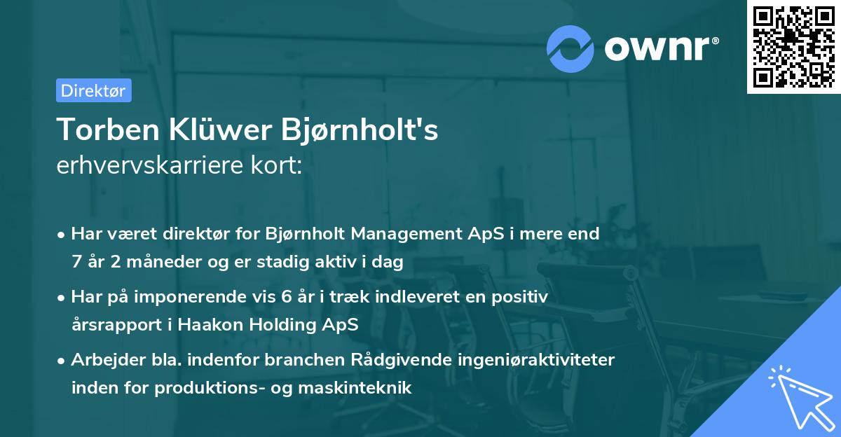 Torben Klüwer Bjørnholt's erhvervskarriere kort
