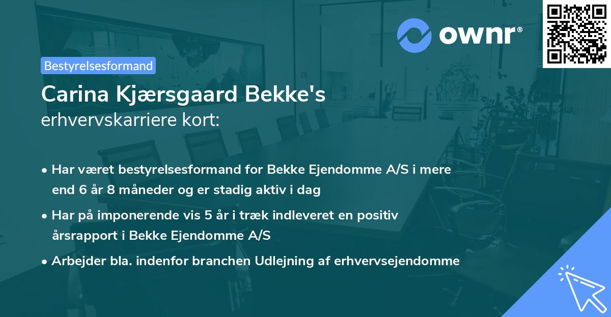Carina Kjærsgaard Bekke's erhvervskarriere kort