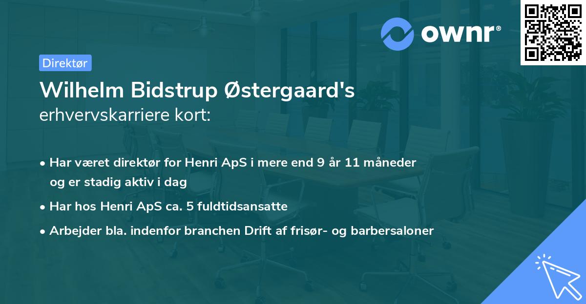 Wilhelm Bidstrup Østergaard's erhvervskarriere kort