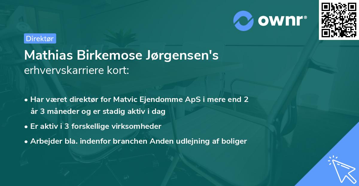 Mathias Birkemose Jørgensen's erhvervskarriere kort