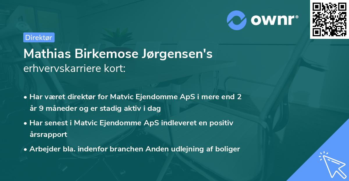 Mathias Birkemose Jørgensen's erhvervskarriere kort