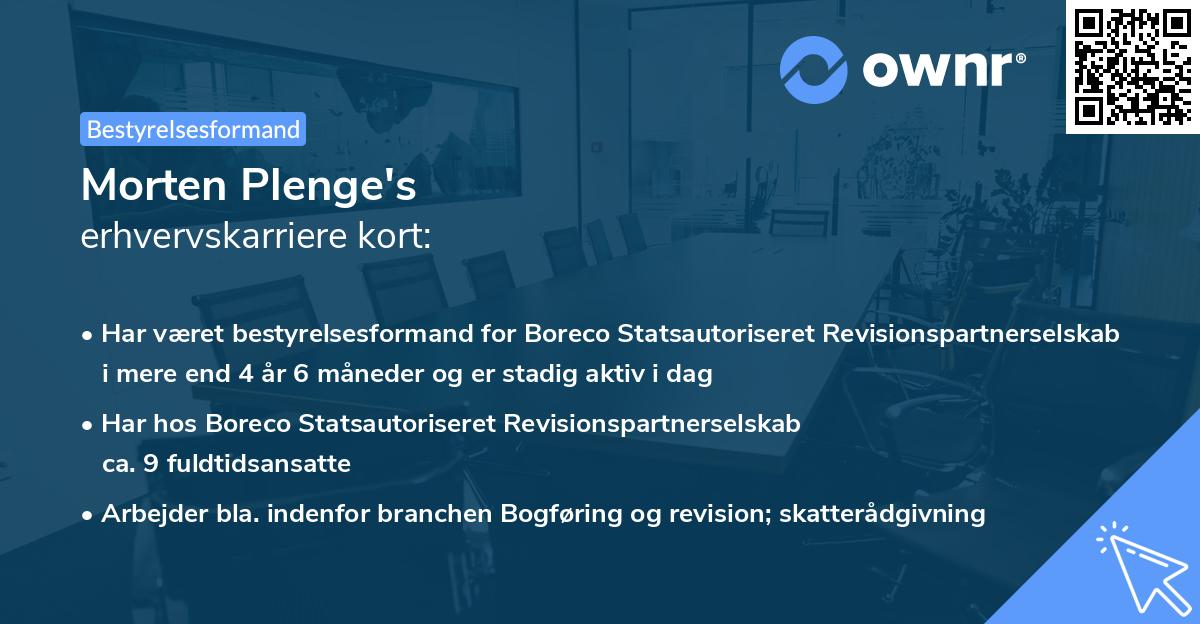 Morten Plenge's erhvervskarriere kort