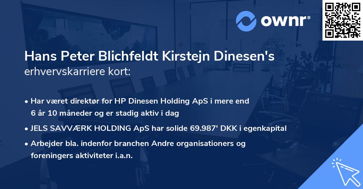 Hans Peter Blichfeldt Kirstejn Dinesen's erhvervskarriere kort