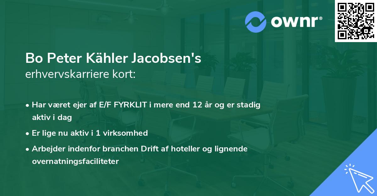 Bo Peter Kähler Jacobsen's erhvervskarriere kort