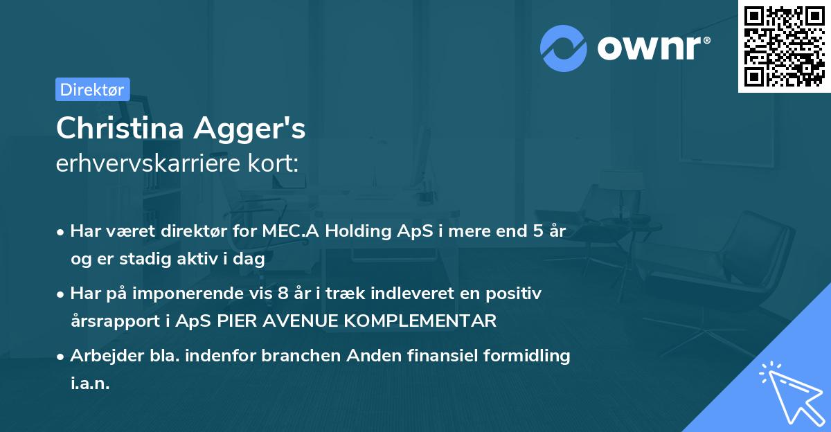 Christina Agger's erhvervskarriere kort