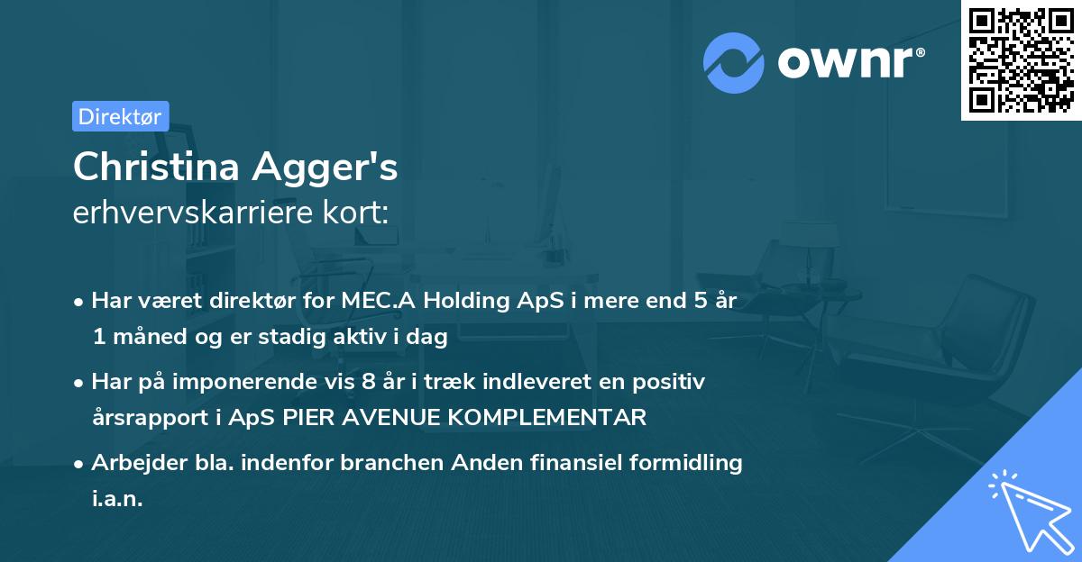 Christina Agger's erhvervskarriere kort