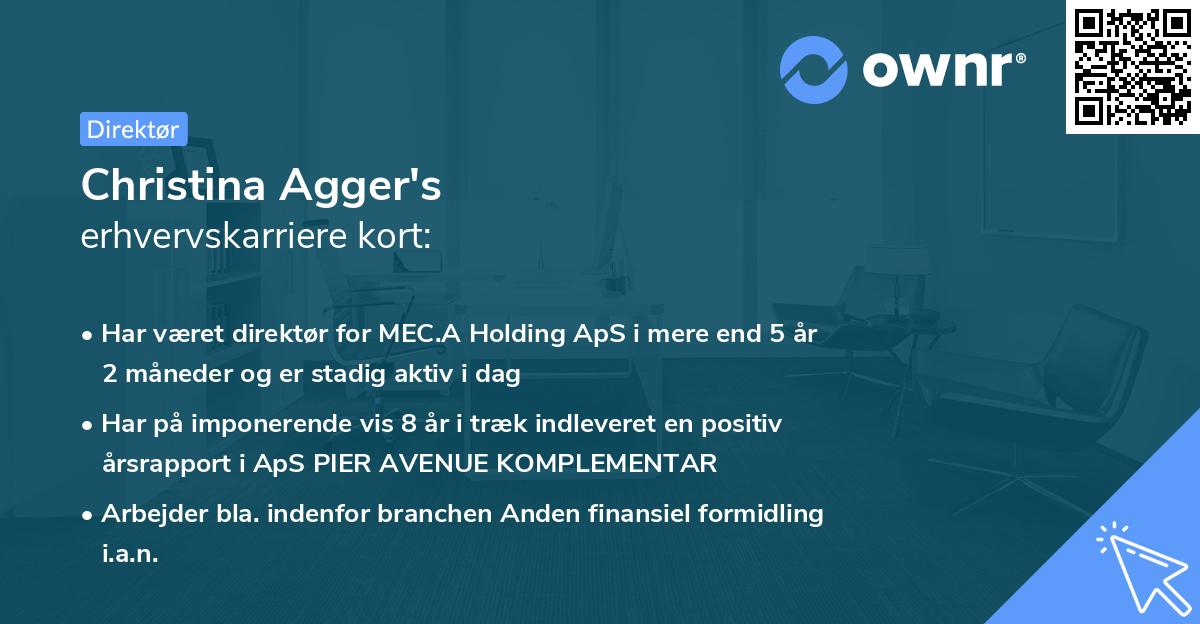 Christina Agger's erhvervskarriere kort