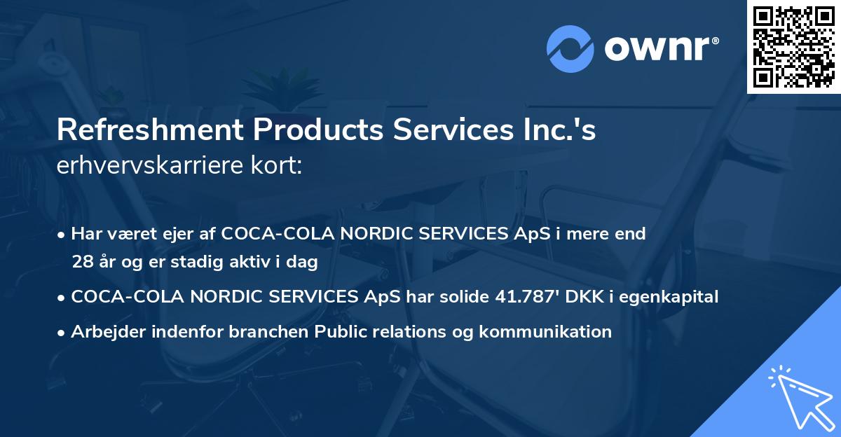 Refreshment Products Services Inc.'s erhvervskarriere kort