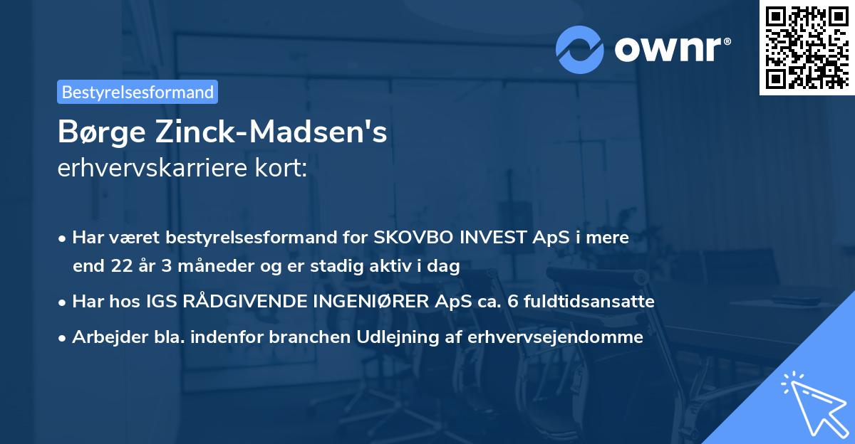 Børge Zinck-Madsen's erhvervskarriere kort