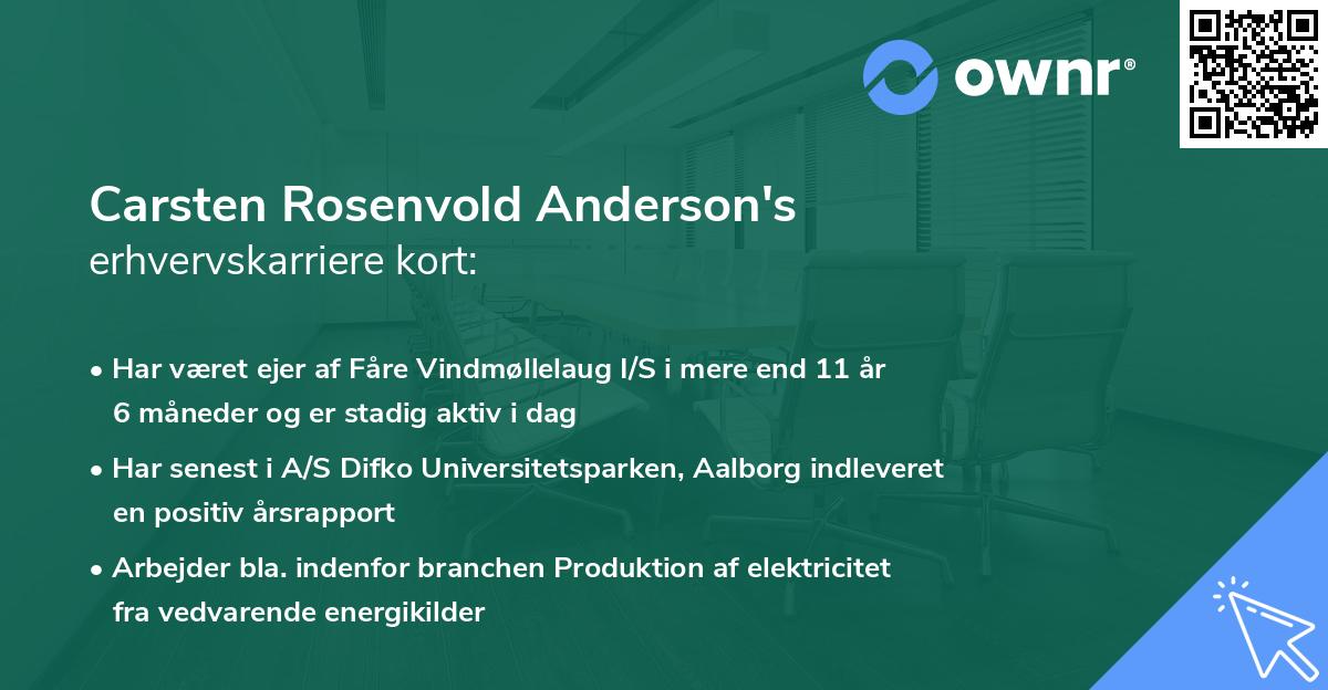 Carsten Rosenvold Anderson's erhvervskarriere kort