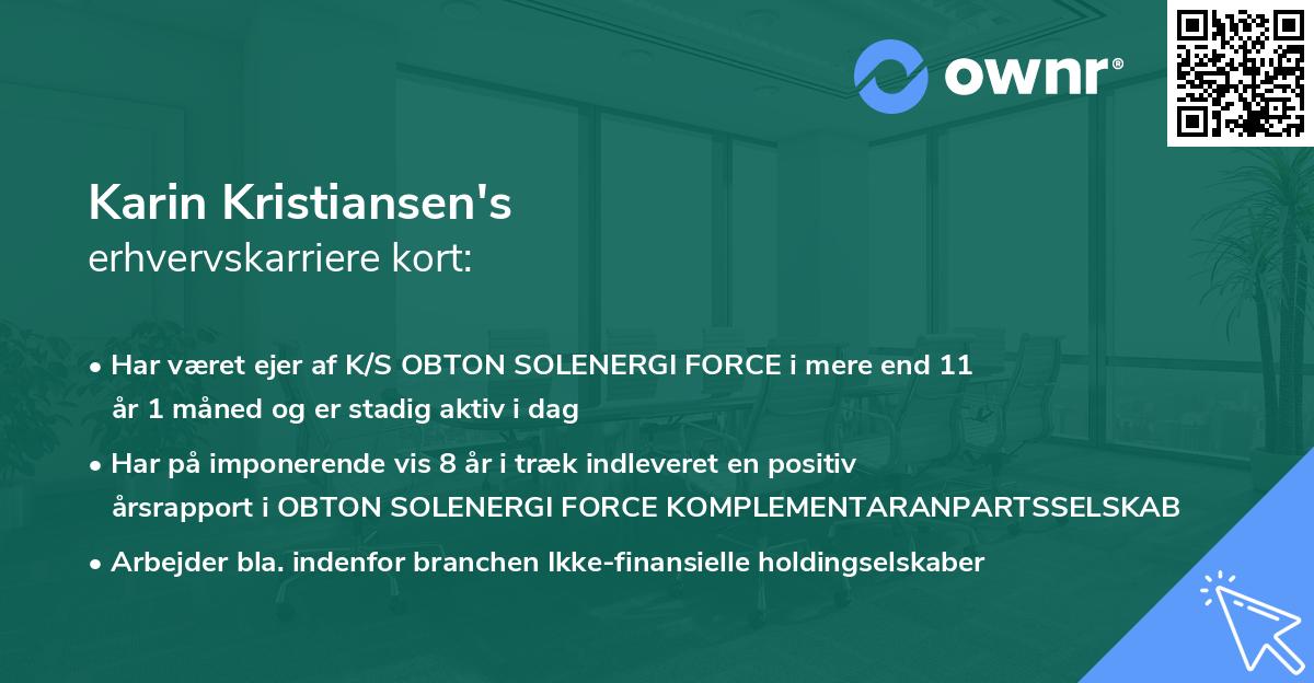 Karin Kristiansen's erhvervskarriere kort