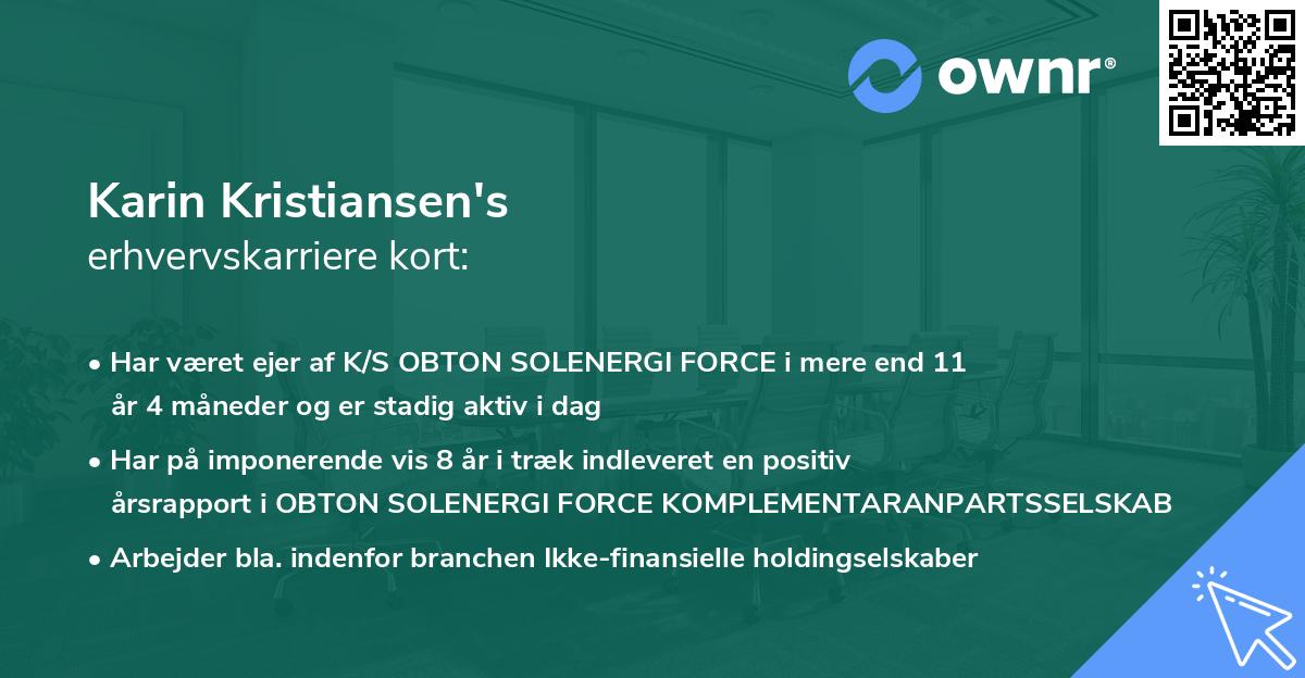 Karin Kristiansen's erhvervskarriere kort