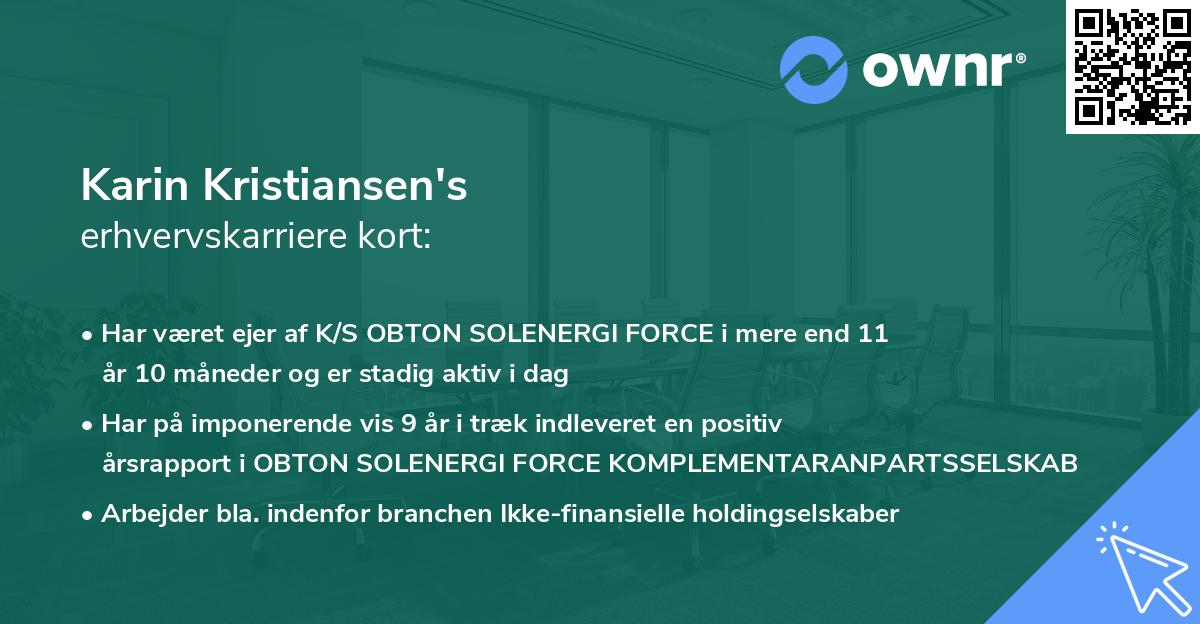 Karin Kristiansen's erhvervskarriere kort
