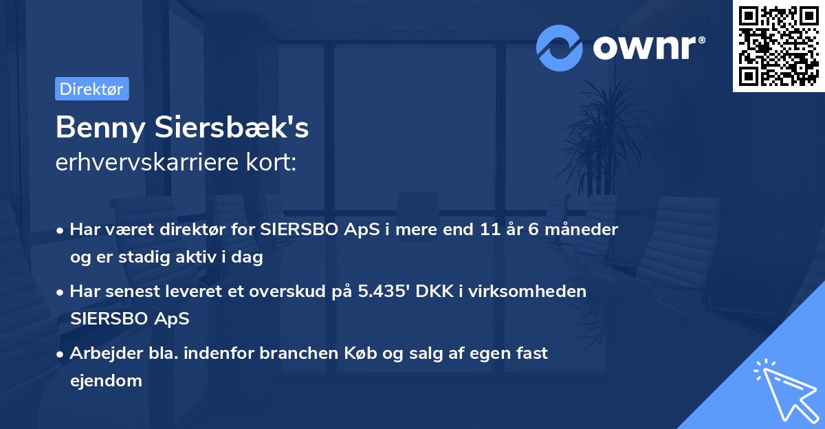 Benny Siersbæk's erhvervskarriere kort