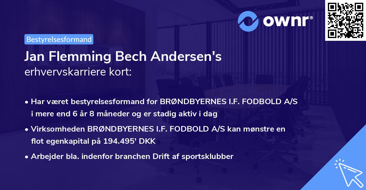 Jan Flemming Bech Andersen's erhvervskarriere kort