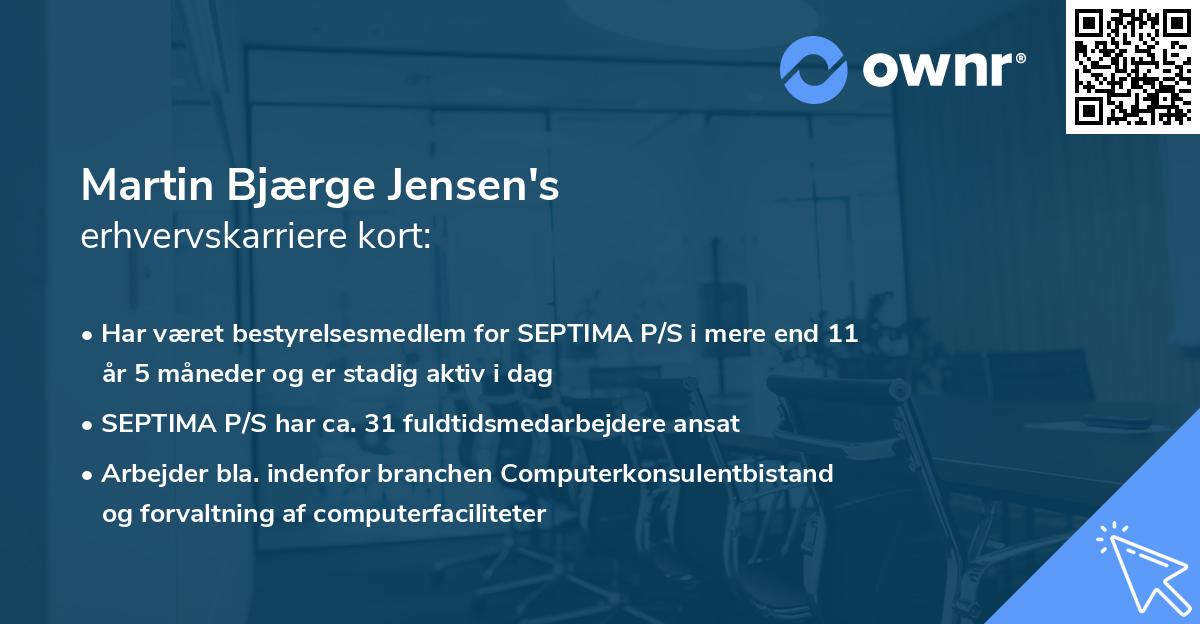 Martin Bjærge Jensen's erhvervskarriere kort