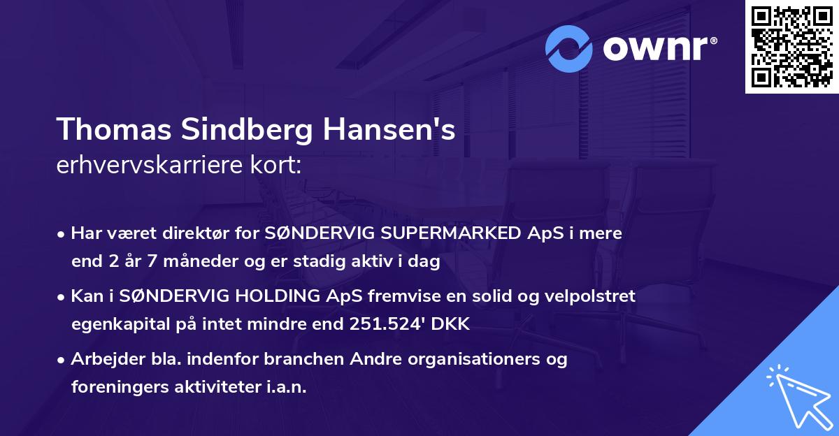 Thomas Sindberg Hansen's erhvervskarriere kort