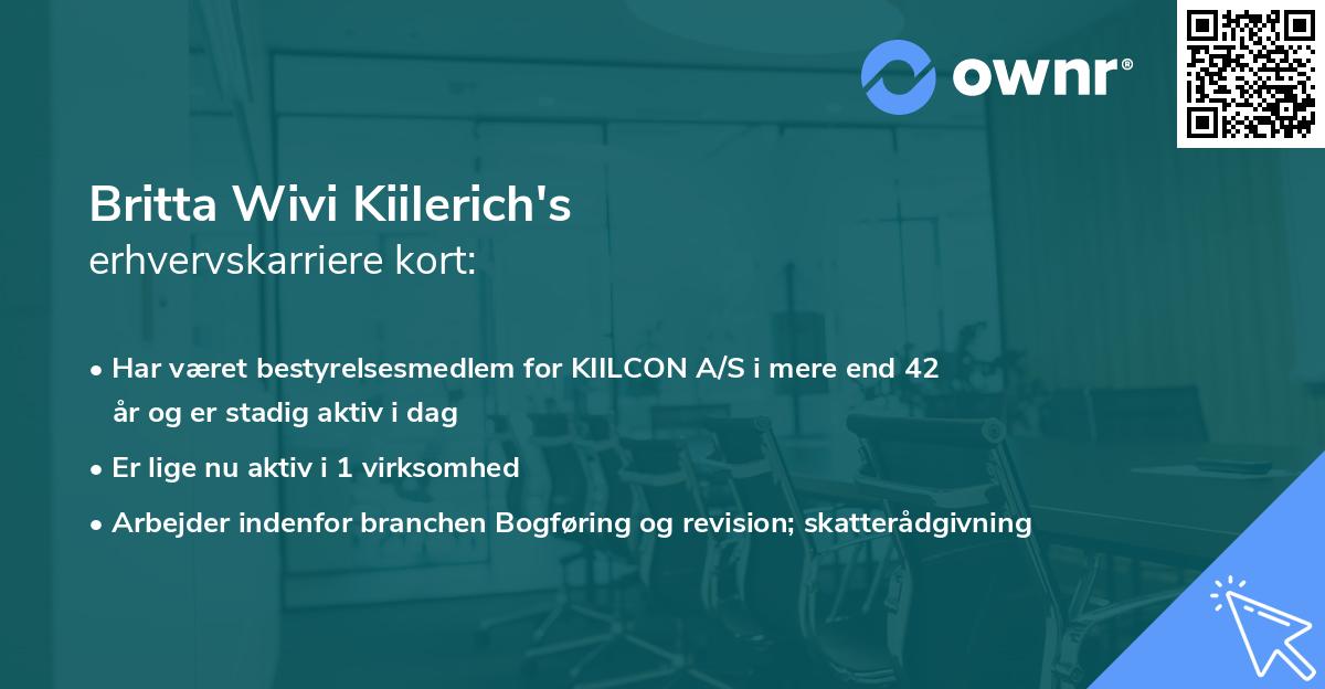 Britta Wivi Kiilerich's erhvervskarriere kort