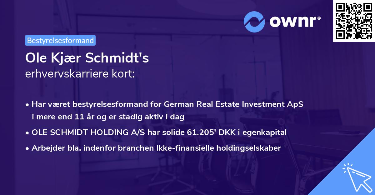 Ole Kjær Schmidt's erhvervskarriere kort