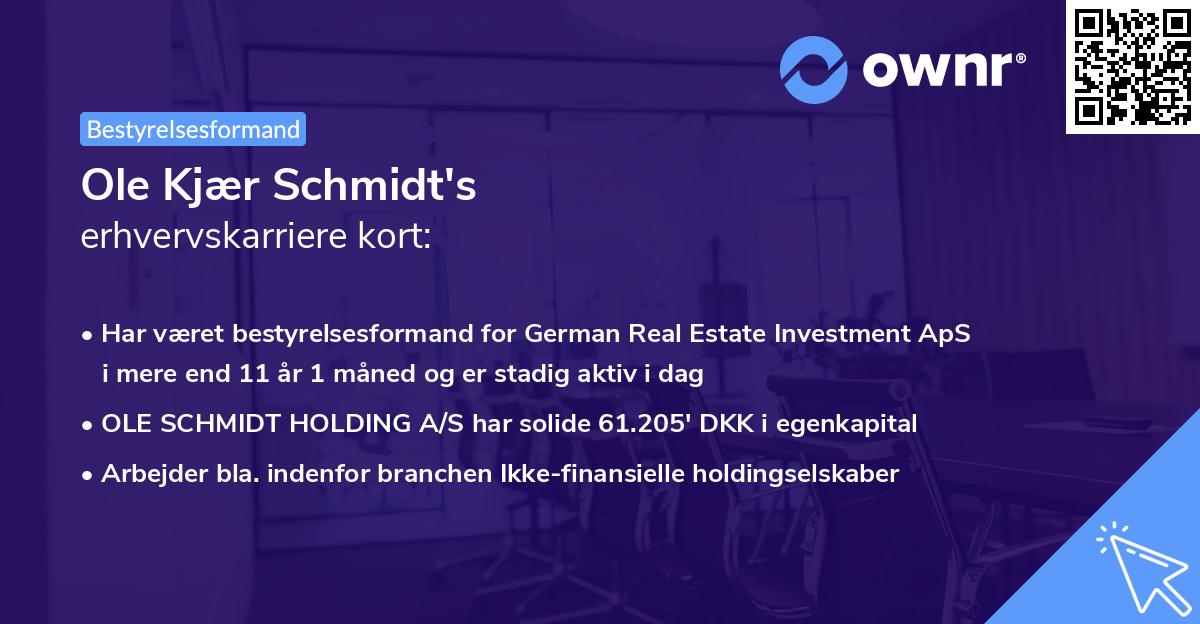 Ole Kjær Schmidt's erhvervskarriere kort