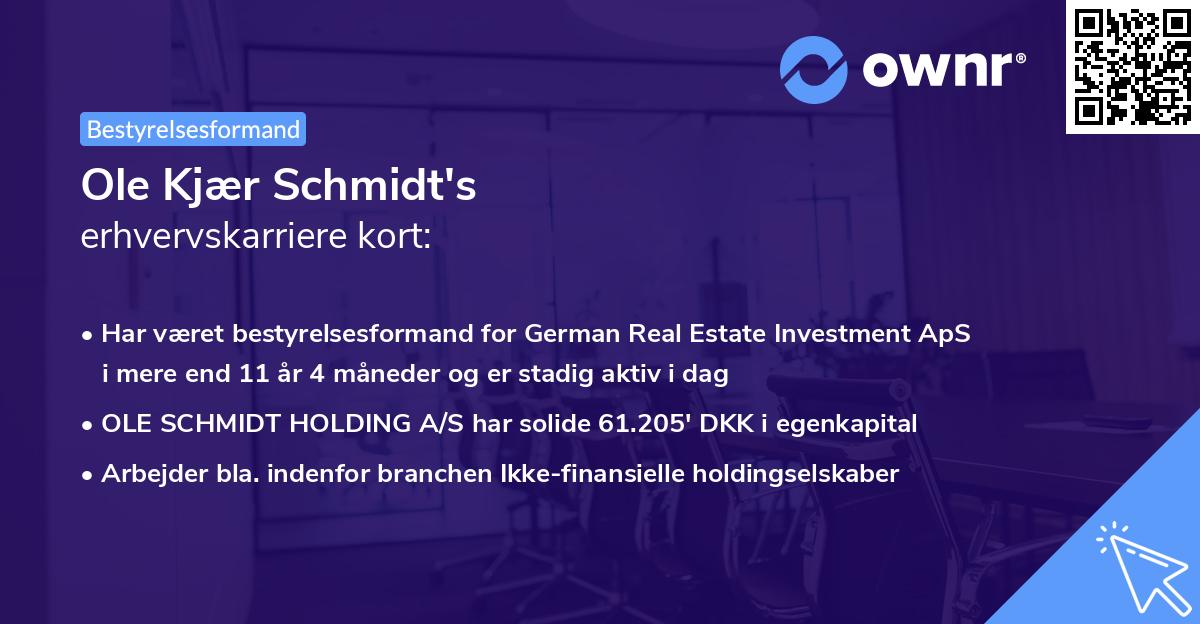 Ole Kjær Schmidt's erhvervskarriere kort