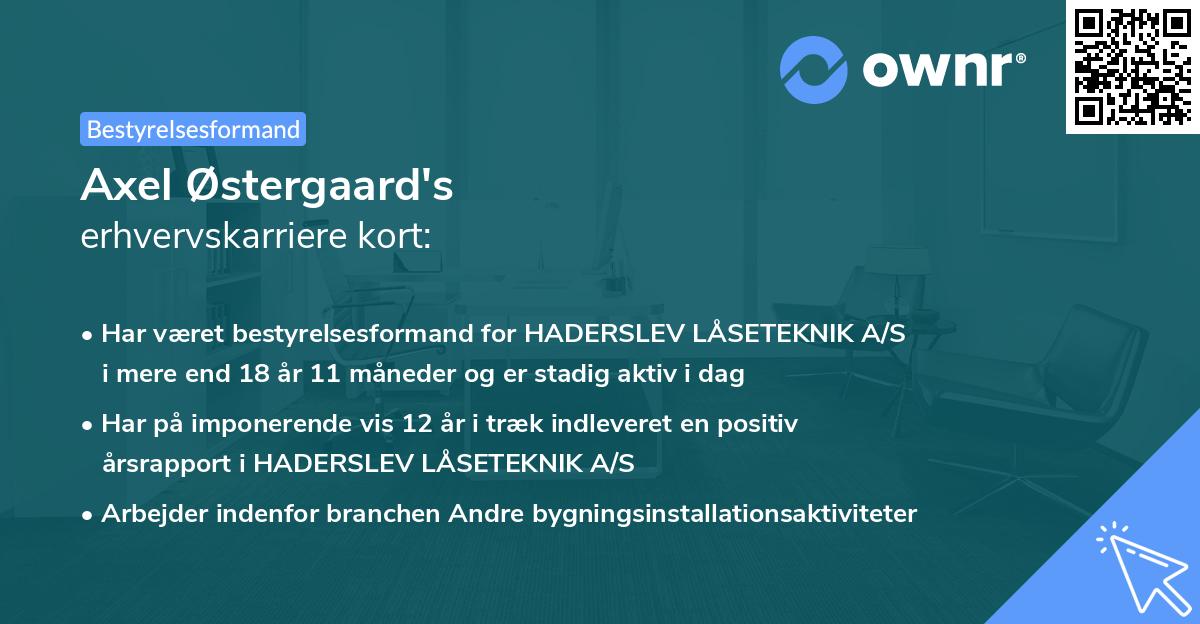 Axel Østergaard's erhvervskarriere kort