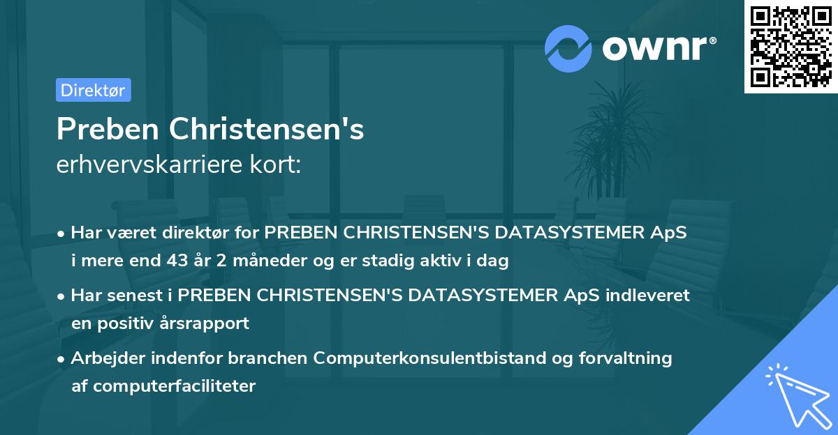 Preben Christensen's erhvervskarriere kort