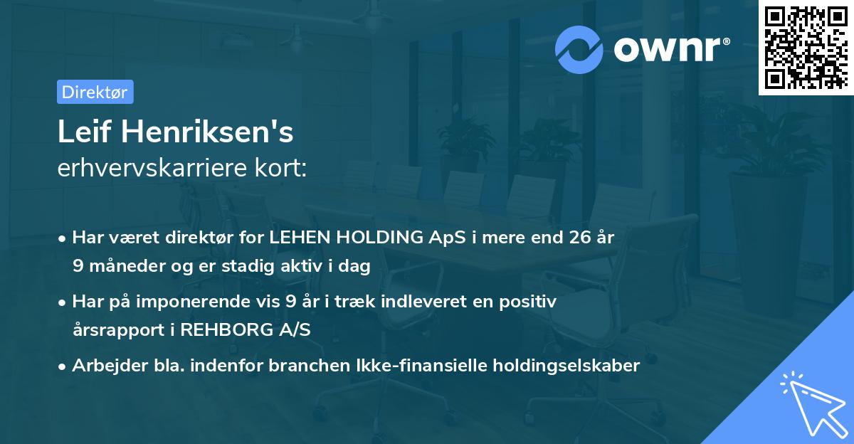 Leif Henriksen's erhvervskarriere kort
