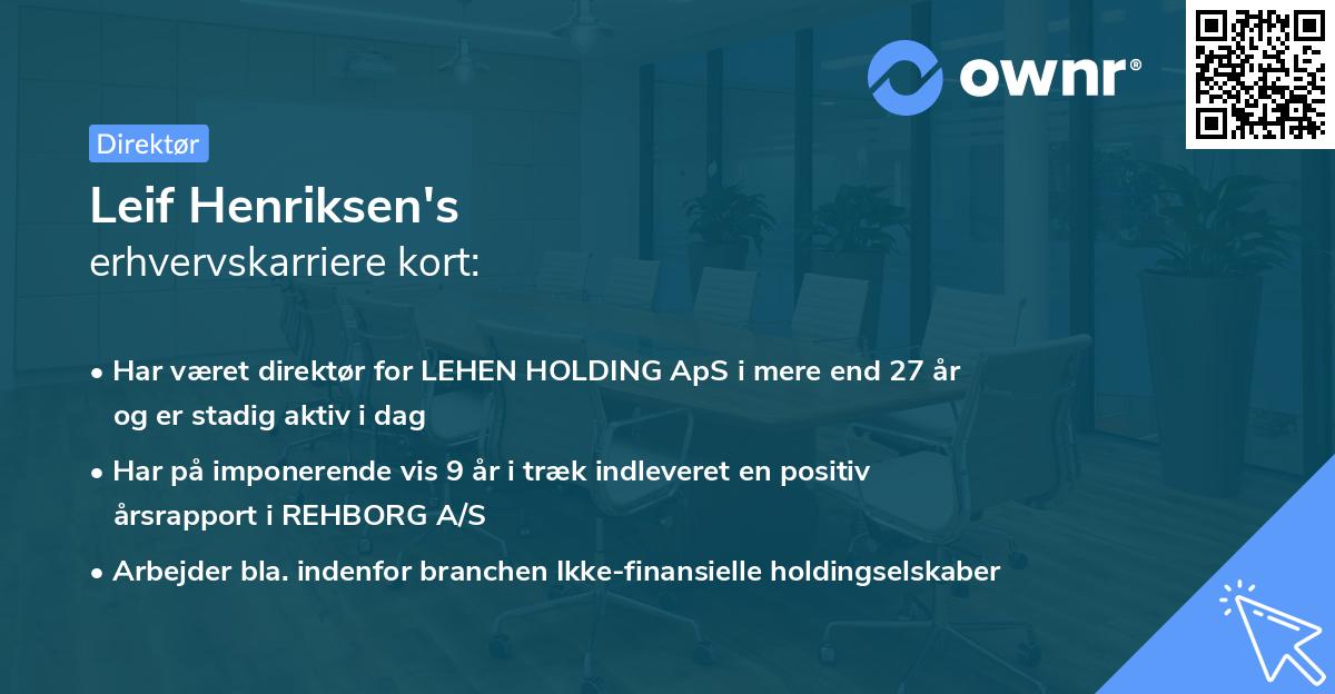 Leif Henriksen's erhvervskarriere kort